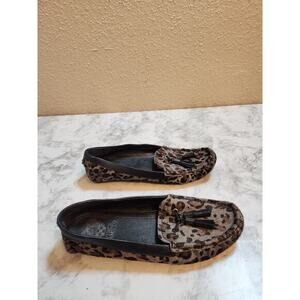 Vince Camuto VC Piercee Women's Brown Calf Hair Leopard Tassel‎ Loafers Size 8M